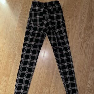 Divided Black Plaid Waistband Pants